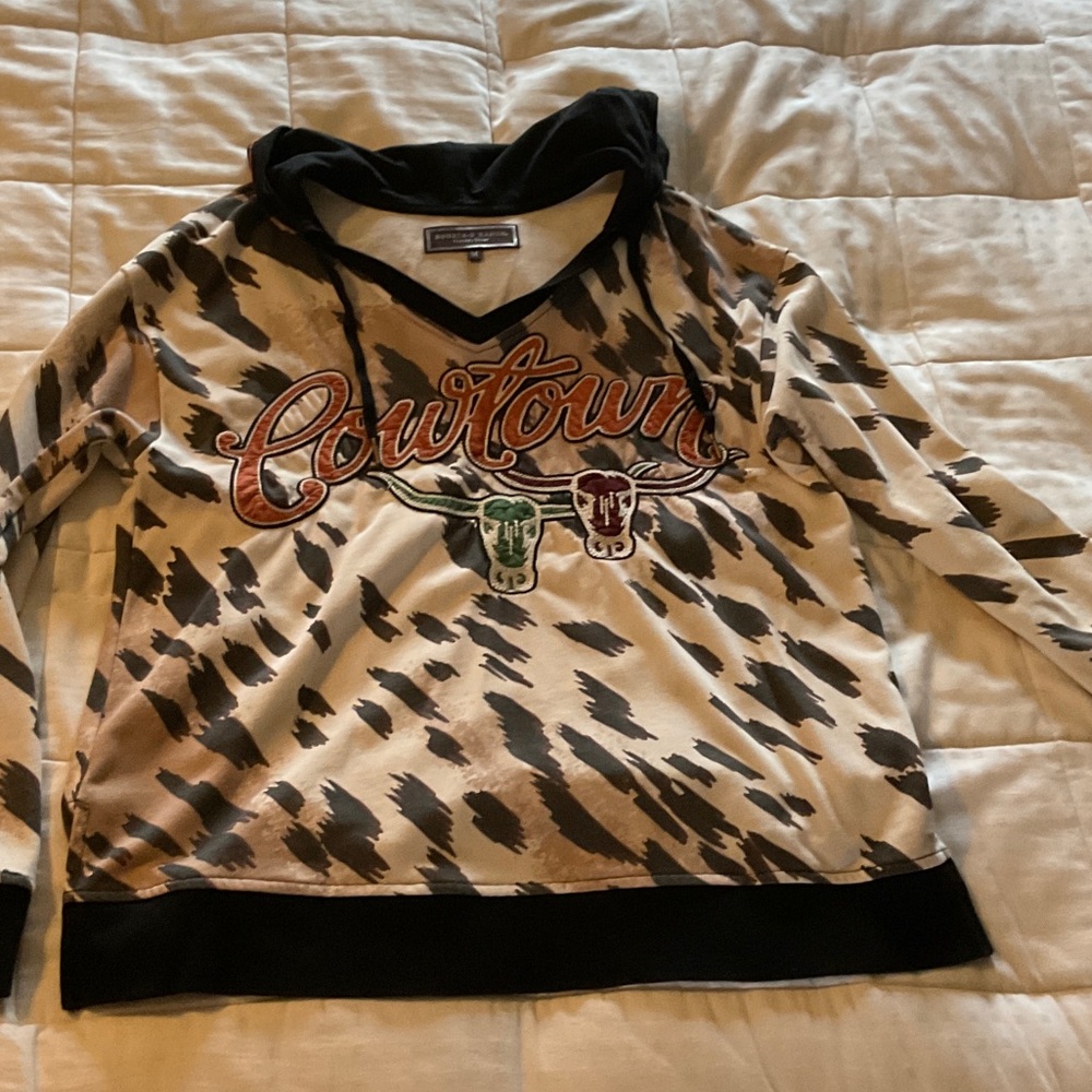 Double D Ranch Cowhide pattern Hoodie